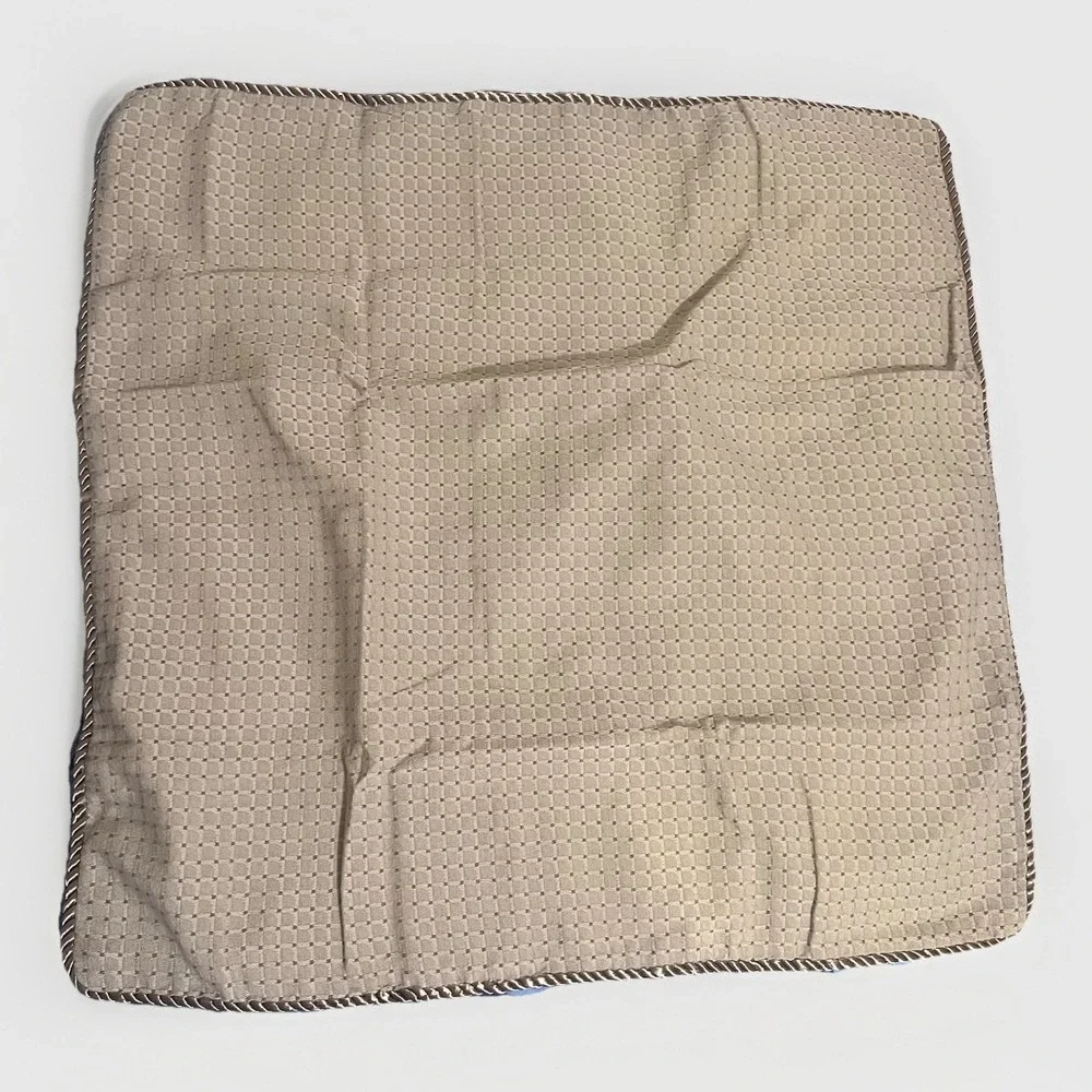 VTG NWT Carlyle Collection Barcelona Sham Euro Beige Brown Cord Trim Checked USA